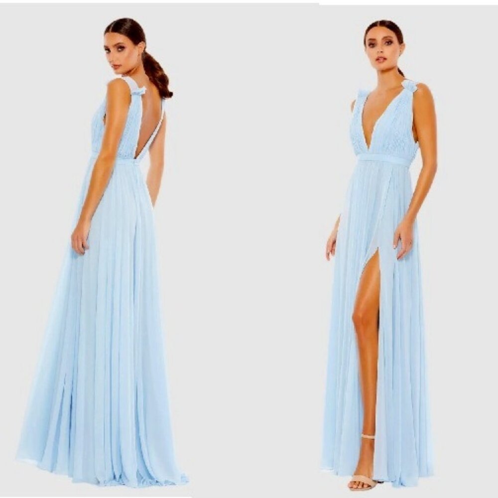 Mac Duggal Light Blue Maxi Dress